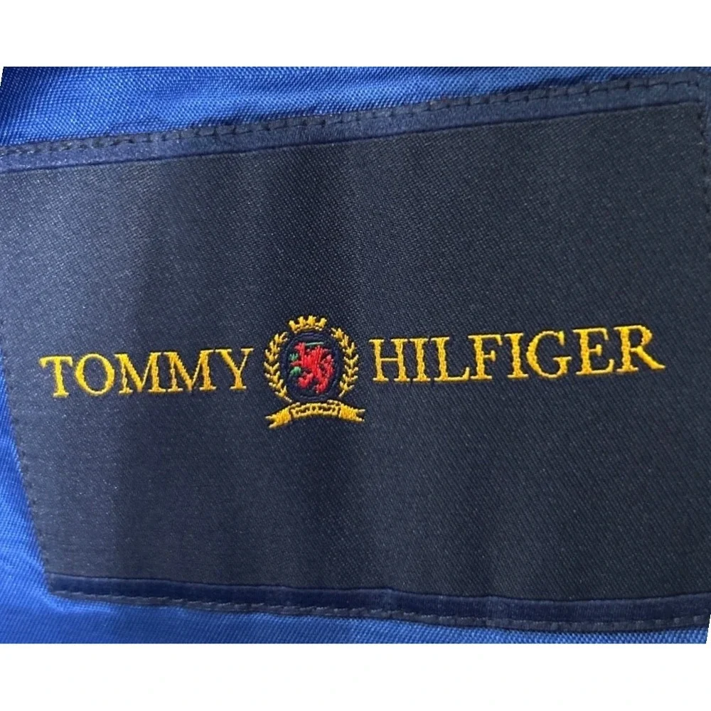 Tommy Hilfiger Vintage 100% Wool‎ Houndstooth Sport Coat Blazer 44L Brown Blue